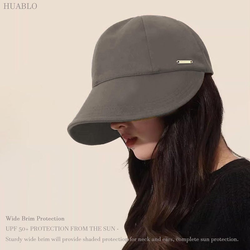 huablo ]UPF 50+Womens Sun Hat UV Protection Hiking Fishing Hats Wide Brim Hat Adjustable Ponytail Packable Sun Cap - Image 2